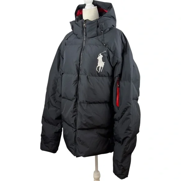 Polo Ralph Lauren Men's Big Pony Hooded Down Puffer Jacket Black Long Size 2XLT - Picture 6 of 16